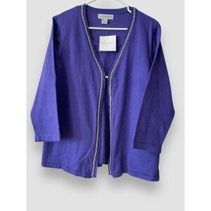 Sag Harbor Cardigan Cotton Blend 2in1 Soft Knit Comfort Pullover Purple XL NWT